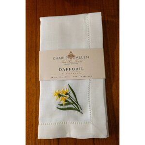 IRELAND CHARLES GALLEN SET 4 EMBROIDERED DAFFODILS NAPKINS